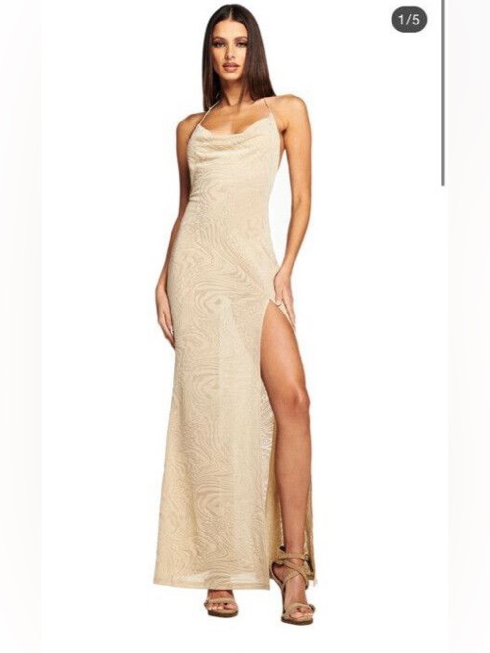I.AM.GIA Naphtalia Dress maxi low open back cowl neck sexy mesh halter